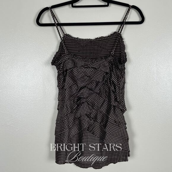 Rare Brown Polka Dot Silk Top Blouse ASO Paige Matthews Charmed Vintage Y2K - Picture 4 of 8